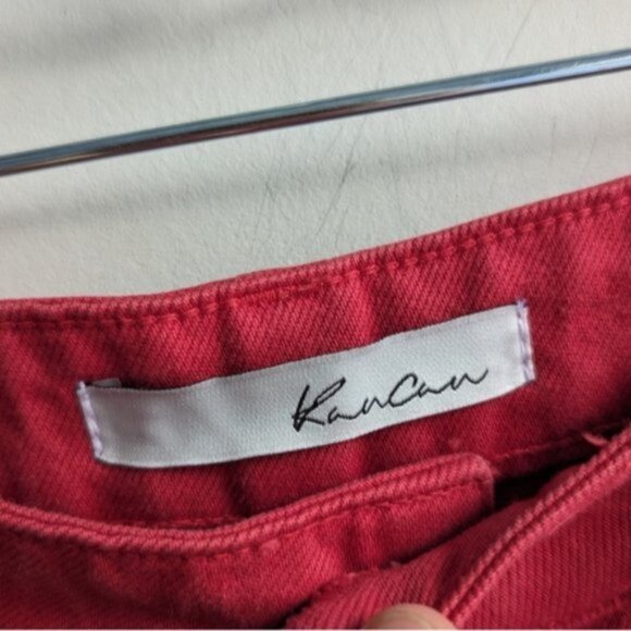 KanCan red distressed 100% cotton high rise denim shorts - Picture 5 of 7